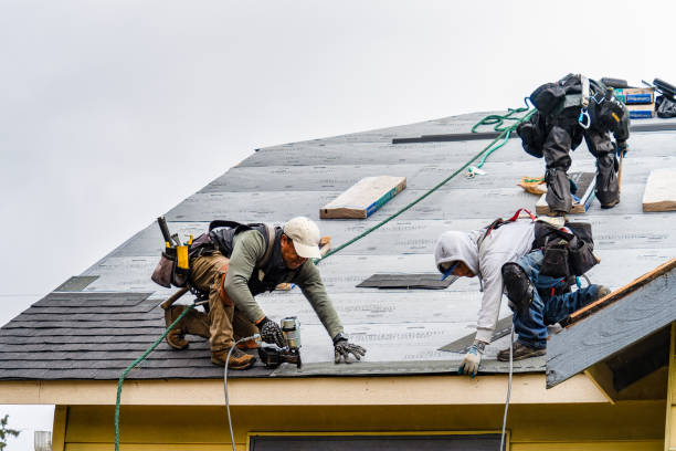 Professional Gutter Installation technician working in Dickinson, TX